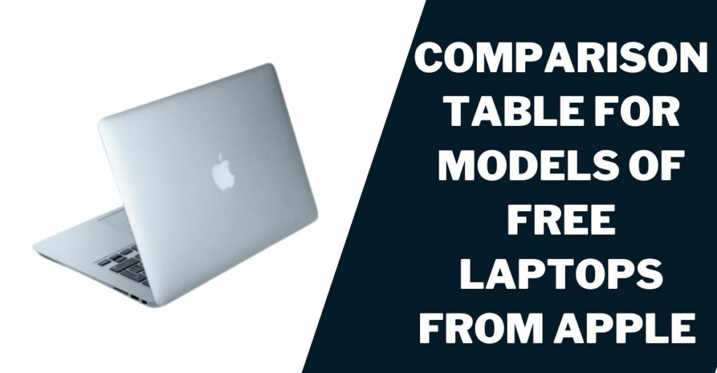 Comparison Table for Models of Free Laptops from Apple 