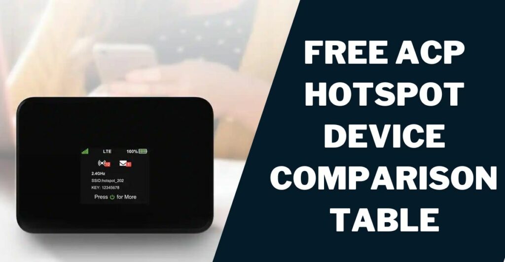 Free ACP Hotspot: How to Get, Top 5 Plans 3 Free ACP Hotspot Device Comparison Table